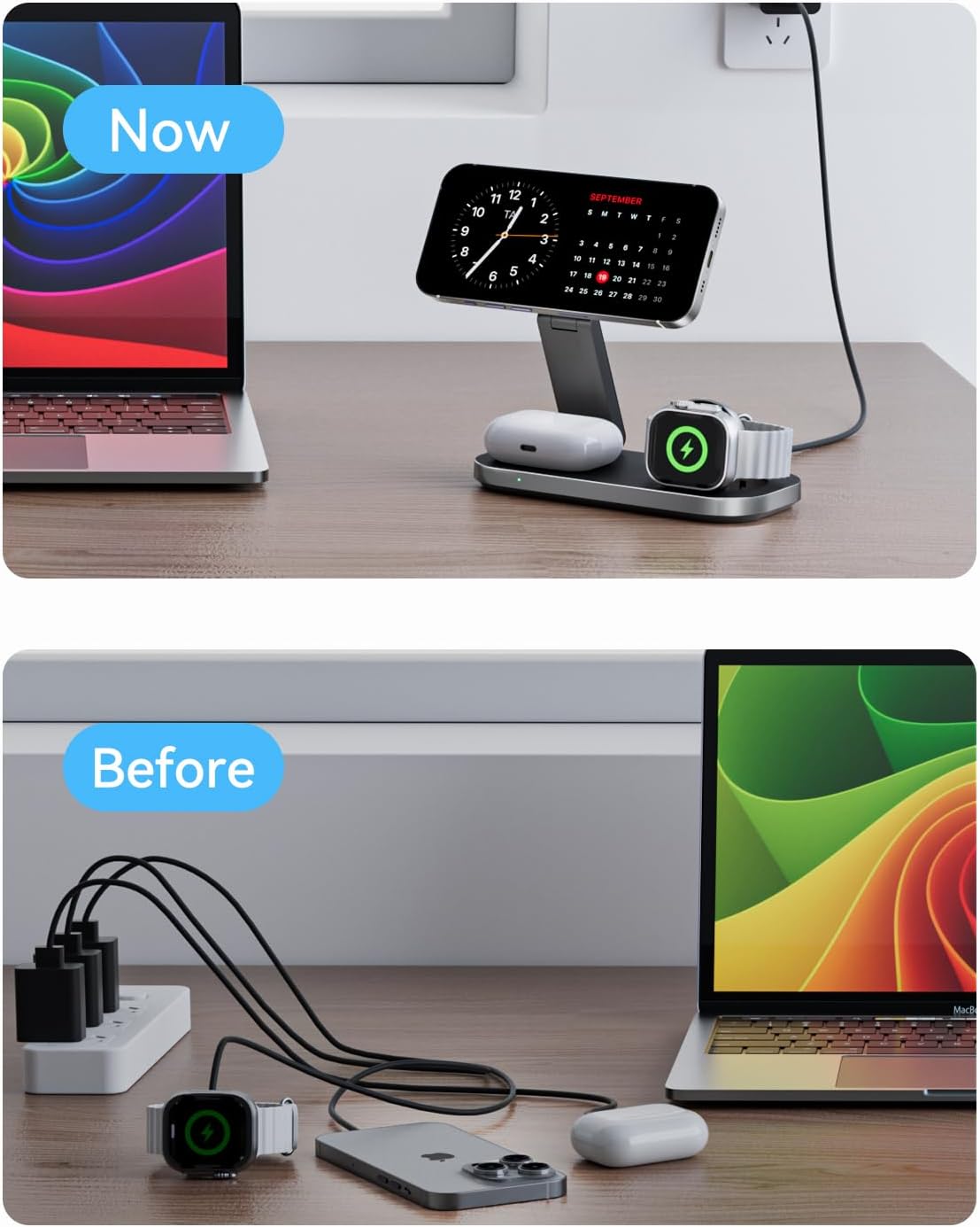 3-in-1 Wireless Charging Station for iPhone, Apple Watch & AirPods
