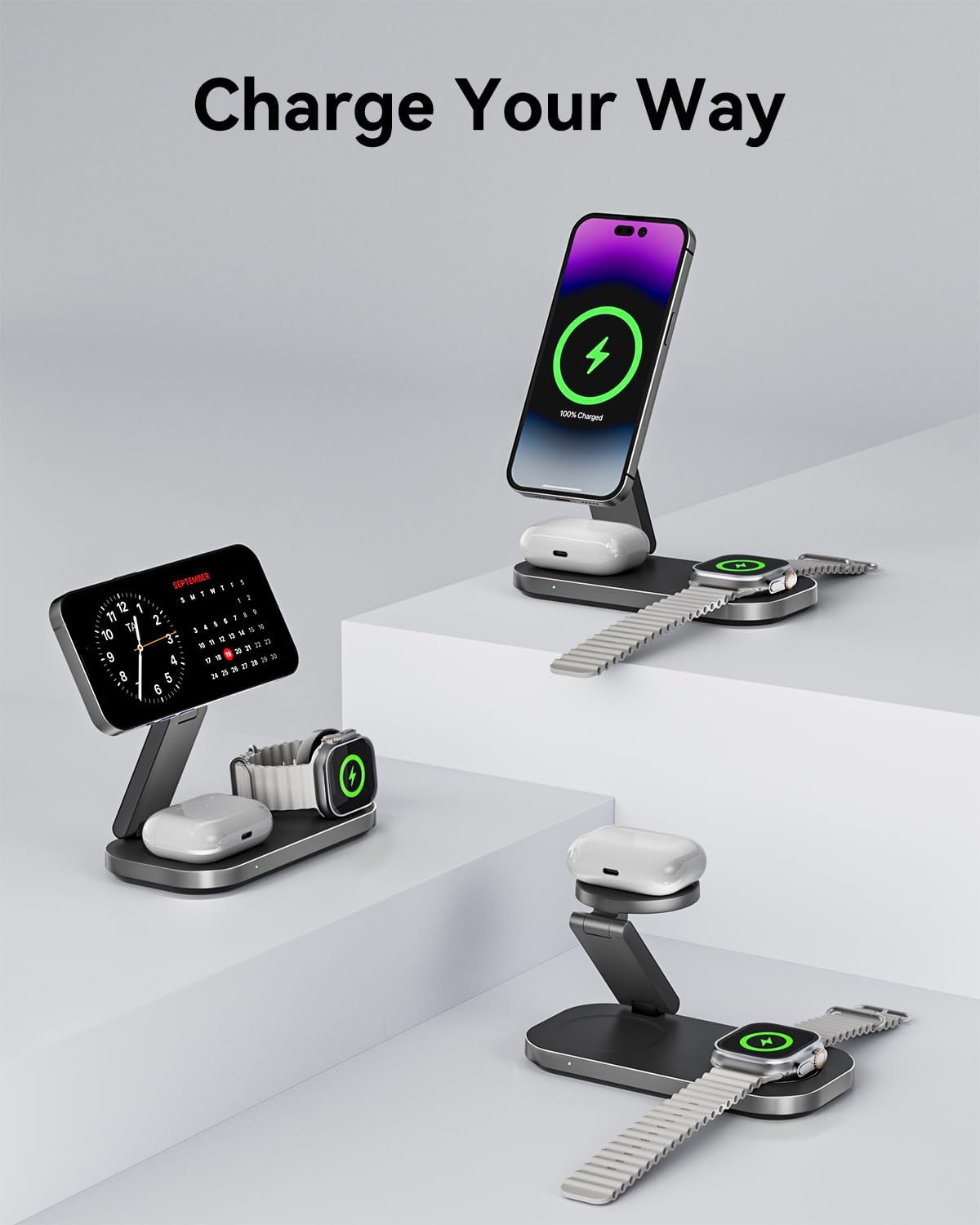 3-in-1 Wireless Charging Station for iPhone, Apple Watch & AirPods