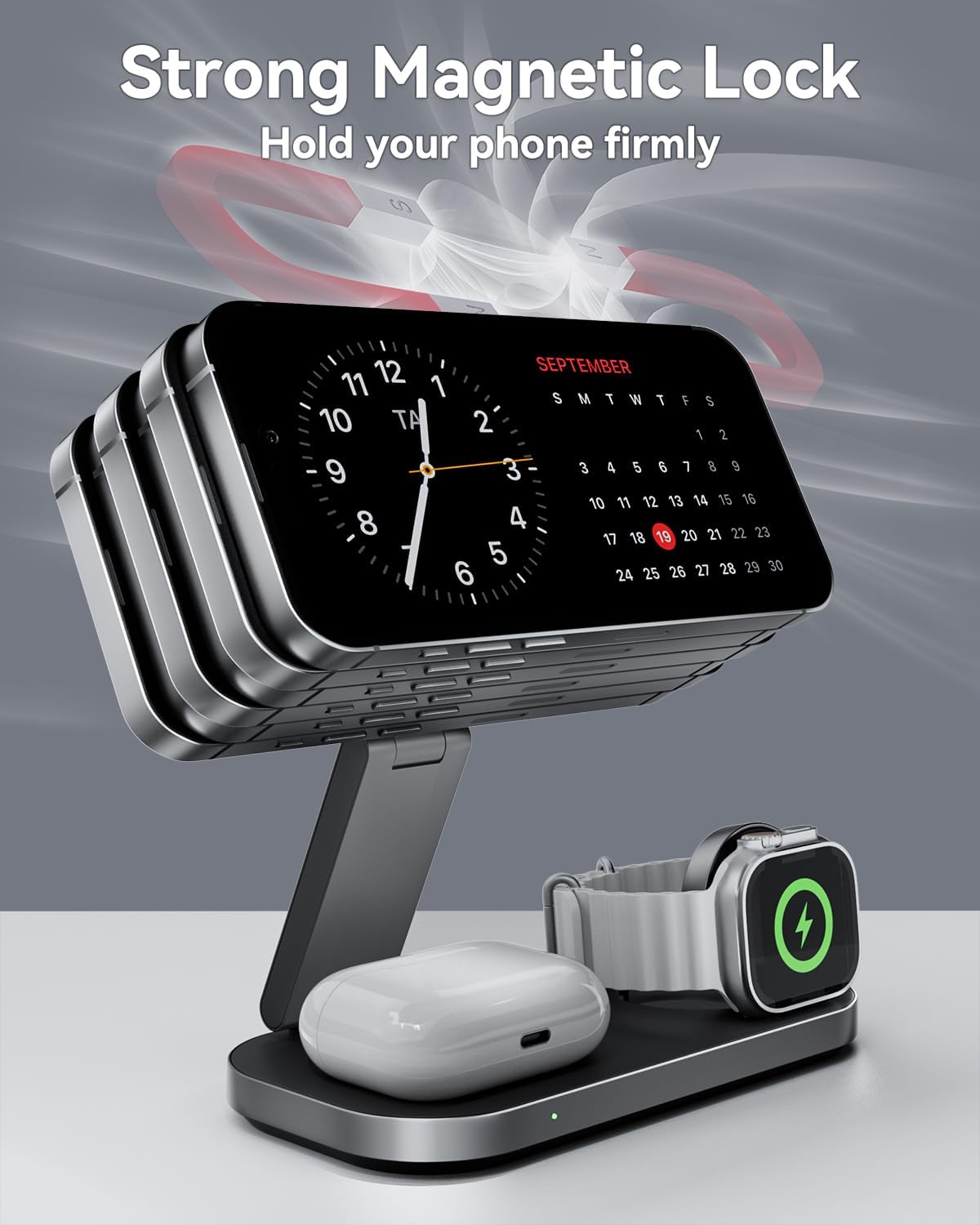 3-in-1 Wireless Charging Station for iPhone, Apple Watch & AirPods