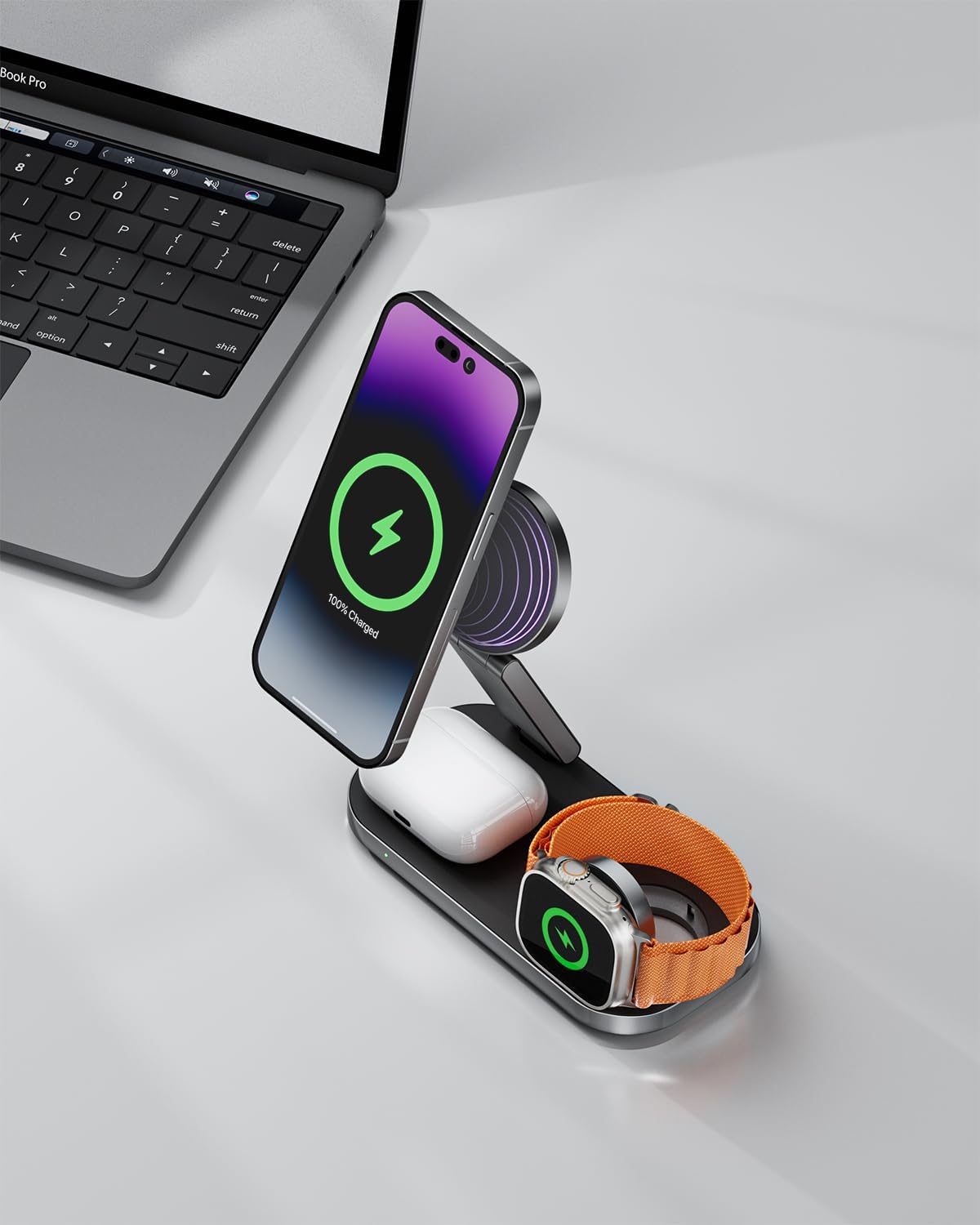 3-in-1 Wireless Charging Station for iPhone, Apple Watch & AirPods