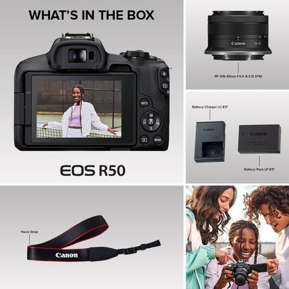 Canon EOS R50 Mirrorless Camera RF-S18-45mm Kit Content Creator